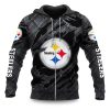 Steelers Black Metal Texture Zipper Hoodie
