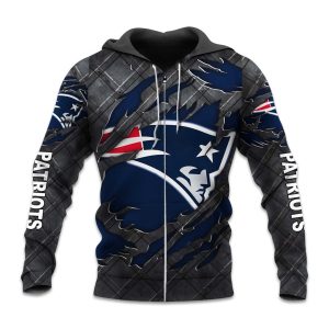 Patriots Black Metal Texture Zipper Hoodie