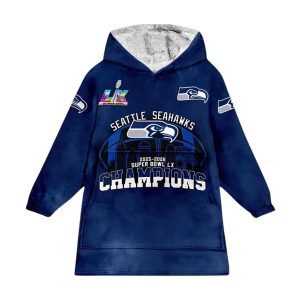 Seahawks Bowl LX Champions 2025 2026 Blanket Hoodie (1)
