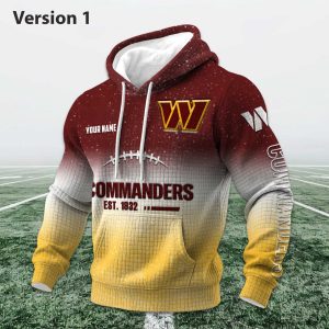 Personalized Commanders EST 1932 Football Waffle Hoodie 1