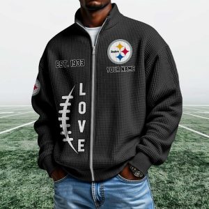 Steelers EST 1933 Quarter Zip Waffle Sweatshirt 1