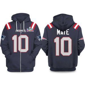 Drake Maye Patriots Bowl LX 2026 Zipper Hoodie (1)
