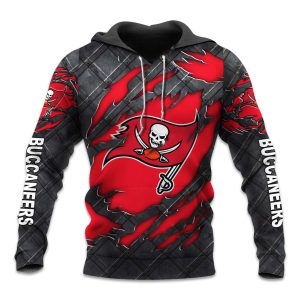 Buccaneers Black Metal Texture Hoodie 1