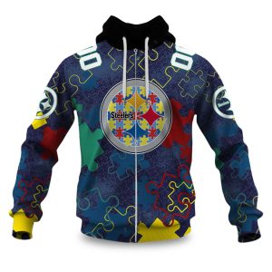 Steelers Autism Awareness Football Zipper Hoodie 2026