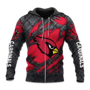 Cardinals Black Metal Texture Zipper Hoodie