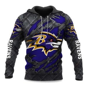 Ravens Black Metal Texture Hoodie 1