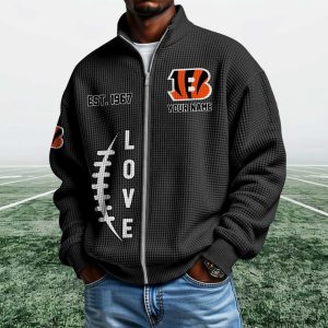 Bengals EST 1967 Quarter Zip Waffle Sweatshirt (5)