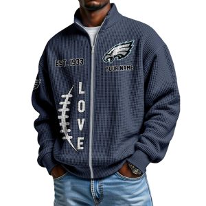 Eagles EST 1933 Quarter Zip Waffle Sweatshirt 1