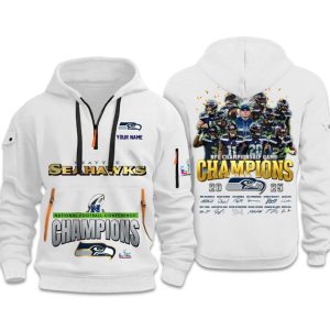 Seattle Seahawks NFC Championship Game Champions 2025 Quarter Zip Hoodie (1)