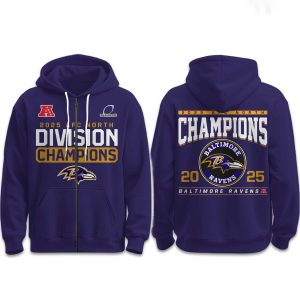 Ravens AFC North Division Champions 2025 2026 Zipper Hoodie (1)