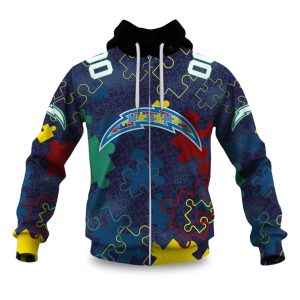 Chargers Autism Awareness Football Zipper Hoodie 2026