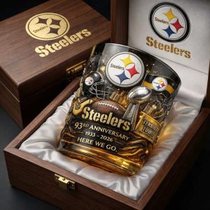 Steelers 93rd Anniversary 1933 2026 Here We Go Whiskey Glass