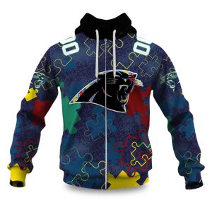 Panthers Autism Awareness Football Zipper Hoodie 2026