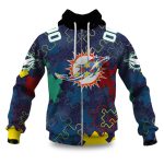 Dolphins Autism Awareness Football Zipper Hoodie 2026