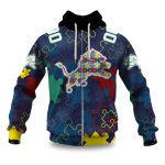 Lions Autism Awareness Football Zipper Hoodie 2026