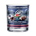 Patriots AFC Championship Game 2025 2026 Whiskey Glass