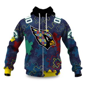 Cardinals Autism Awareness Football Zipper Hoodie 2026