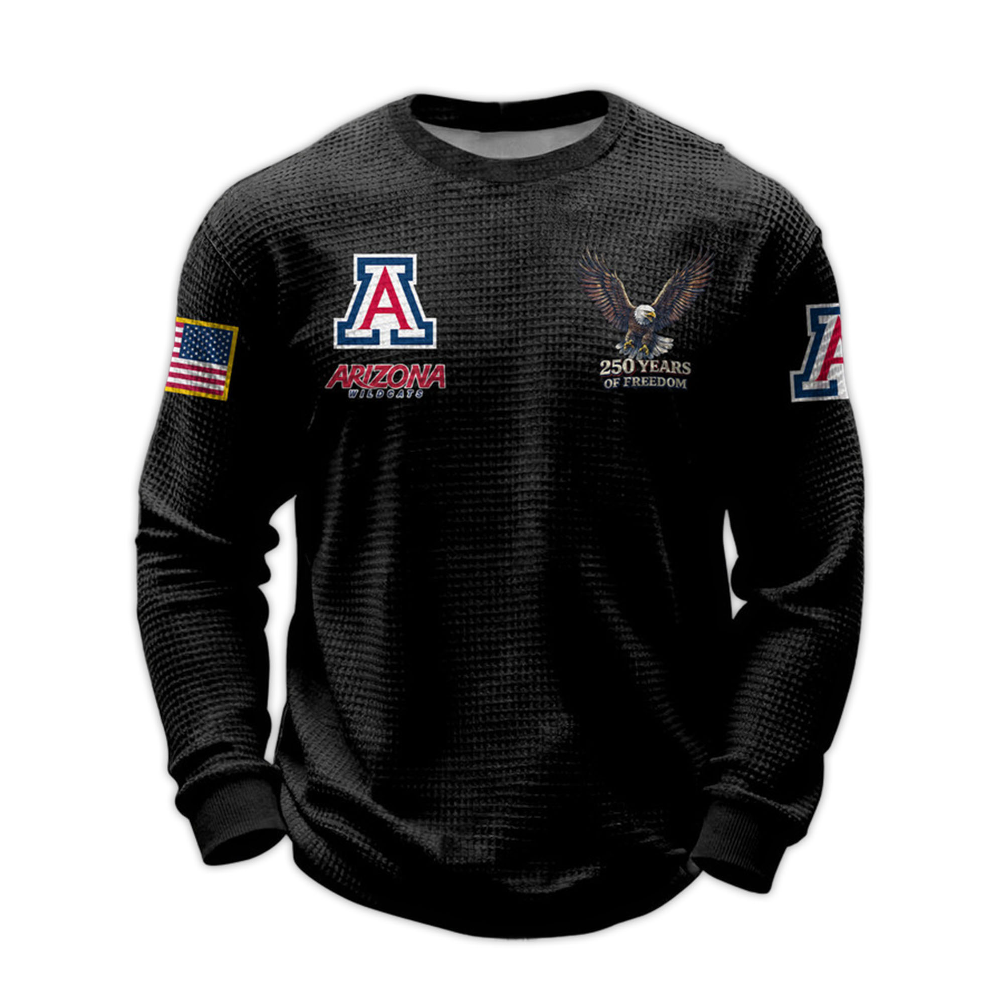 2026 Arizona Wildcats 250 Years Of Freedom Waffle Sweatshirt 3 2026 Arizona Wildcats 250 Years Of Freedom Waffle Sweatshirt 3