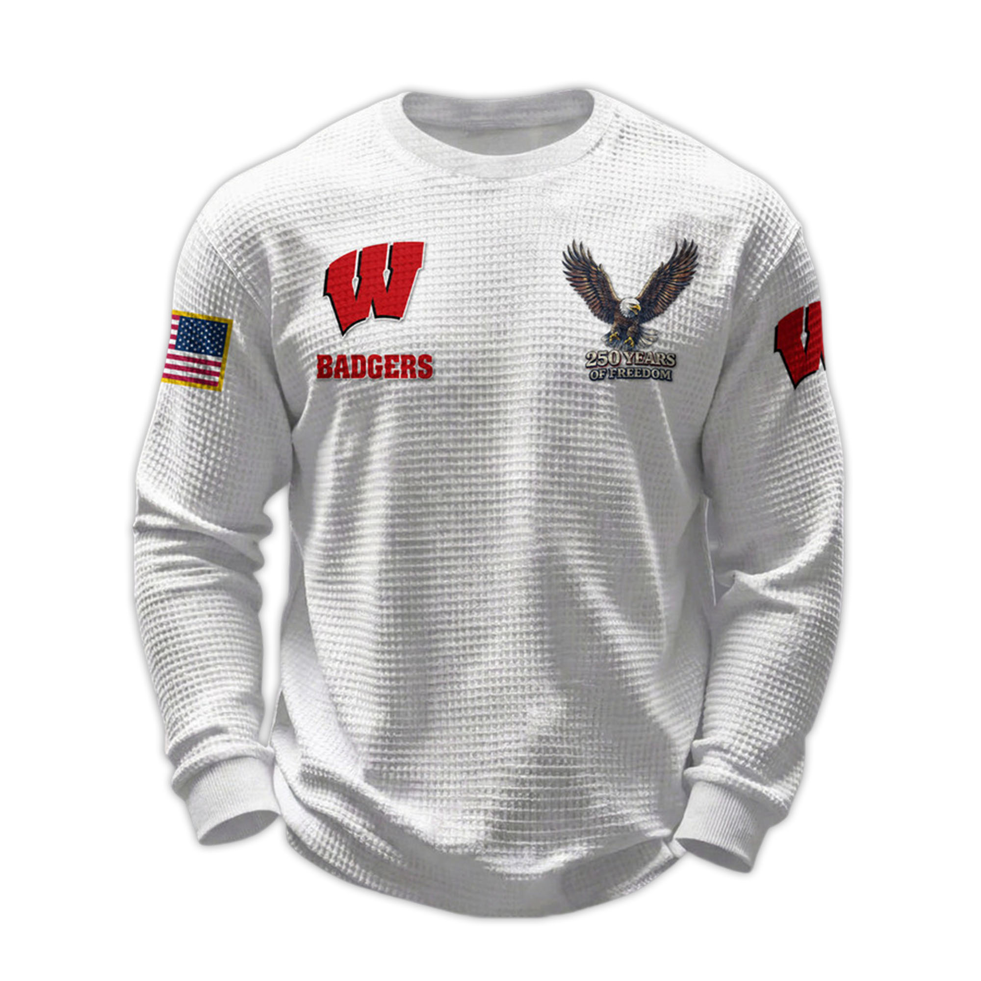 2026 Badgers 250 Years Of Freedom Waffle Sweatshirt 2026 Badgers 250 Years Of Freedom Waffle Sweatshirt