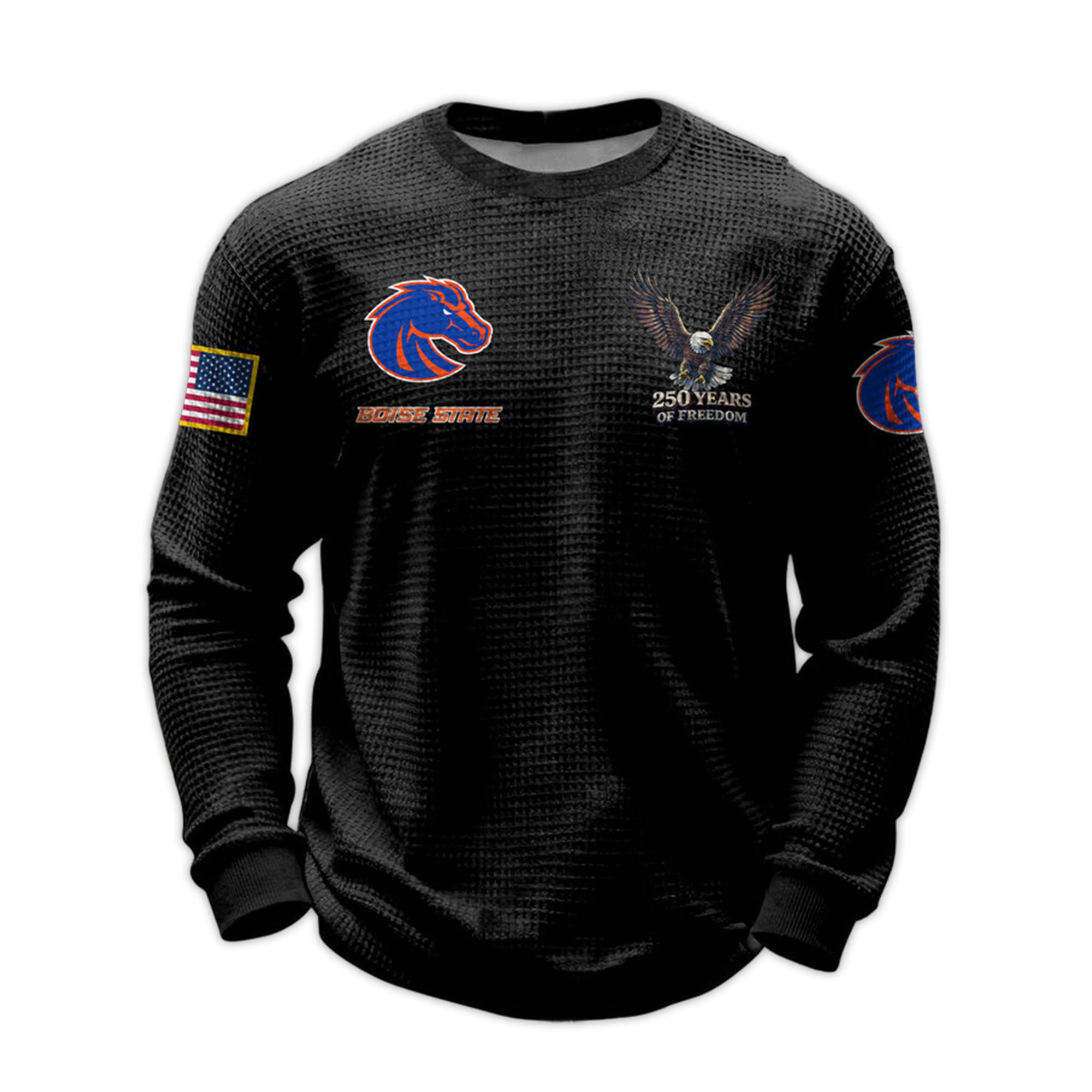 2026 Boise State 250 Years Of Freedom Waffle Sweatshirt 2026 Boise State 250 Years Of Freedom Waffle Sweatshirt