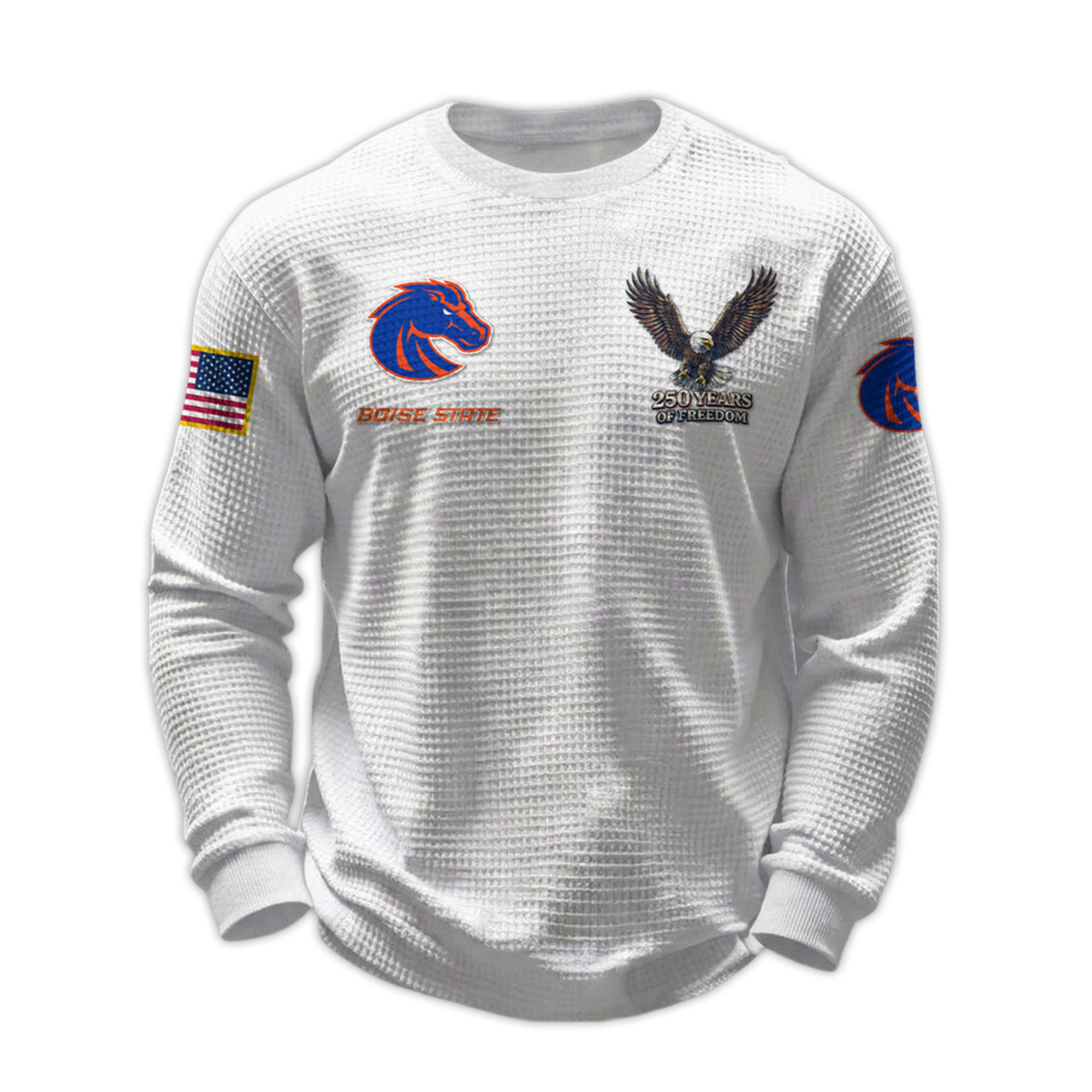 2026 Boise State 250 Years Of Freedom Waffle Sweatshirt 2 2026 Boise State 250 Years Of Freedom Waffle Sweatshirt 2