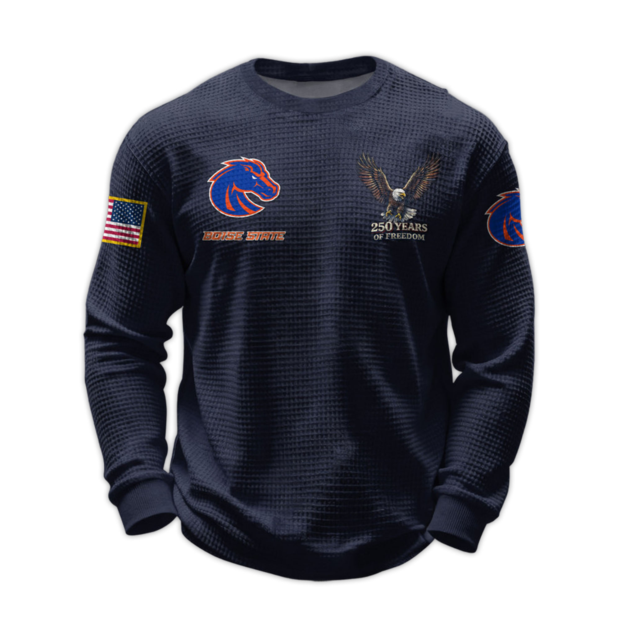 2026 Boise State 250 Years Of Freedom Waffle Sweatshirt 3 2026 Boise State 250 Years Of Freedom Waffle Sweatshirt 3