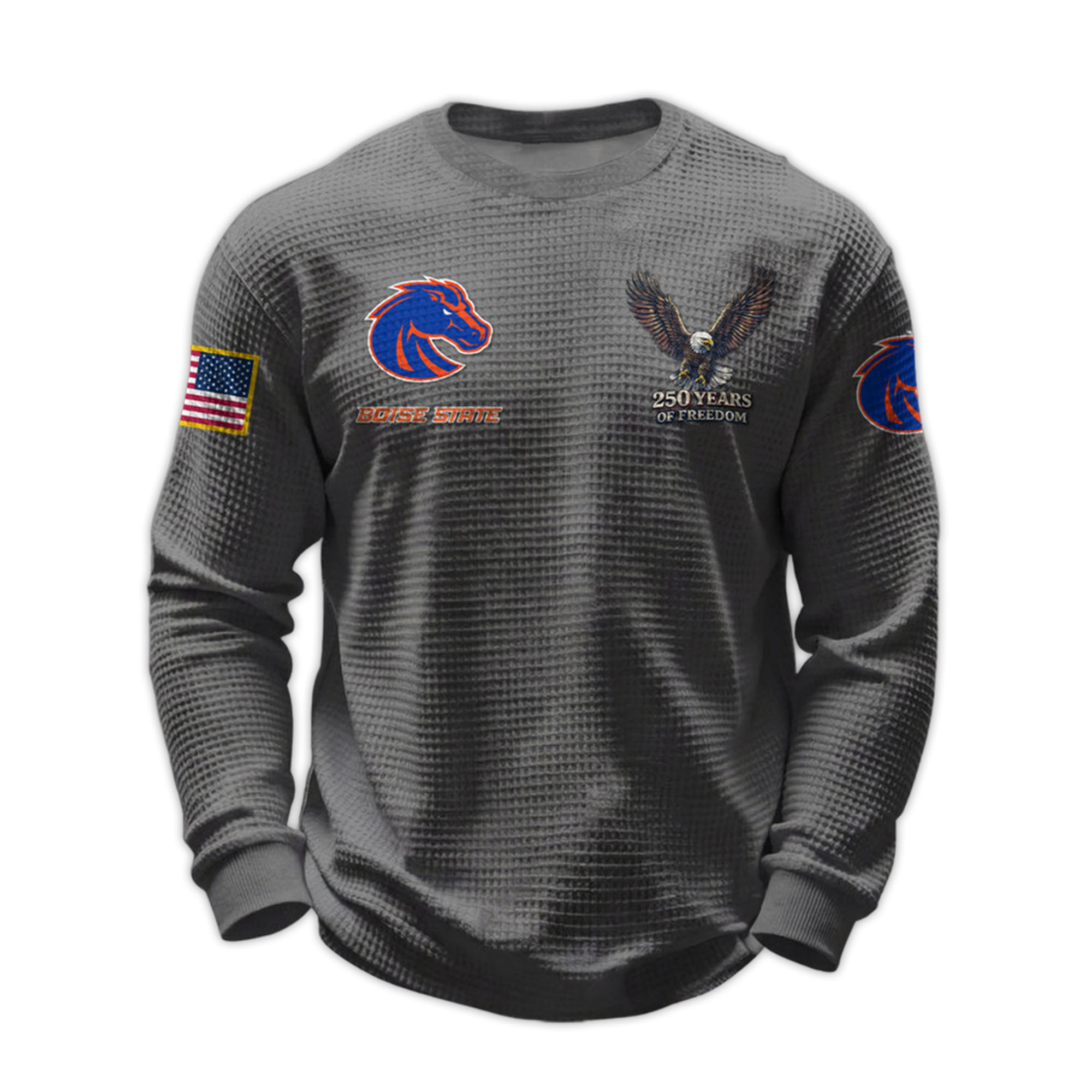 2026 Boise State 250 Years Of Freedom Waffle Sweatshirt 4 2026 Boise State 250 Years Of Freedom Waffle Sweatshirt 4