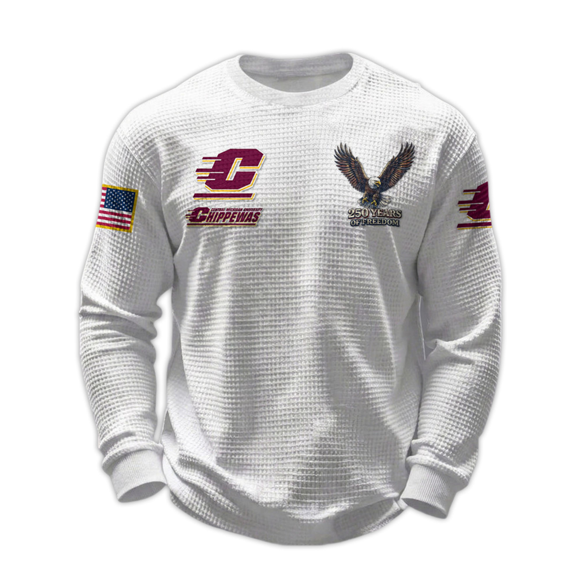 2026 Chippewas 250 Years Of Freedom Waffle Sweatshirt 2026 Chippewas 250 Years Of Freedom Waffle Sweatshirt