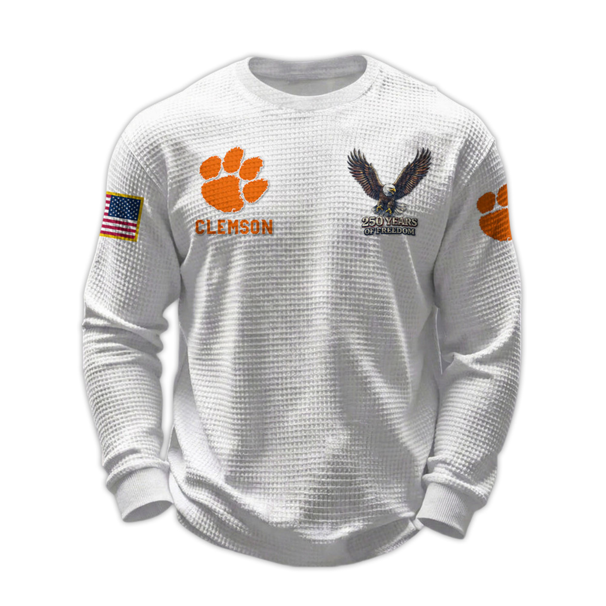 2026 Clemson 250 Years Of Freedom Waffle Sweatshirt 2026 Clemson 250 Years Of Freedom Waffle Sweatshirt