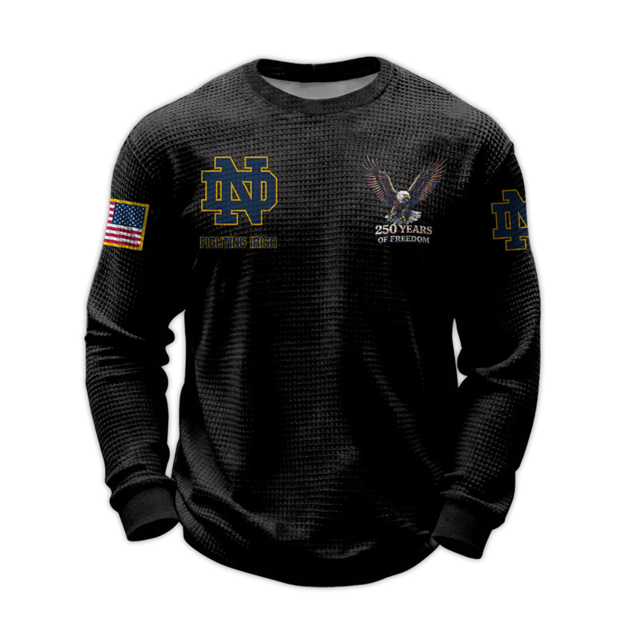 2026 Fighting Irish 250 Years Of Freedom Waffle Sweatshirt 3 2026 Fighting Irish 250 Years Of Freedom Waffle Sweatshirt 3