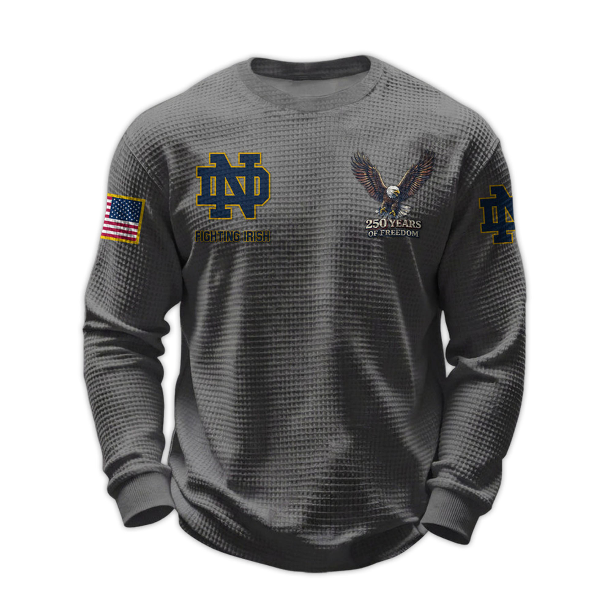 2026 Fighting Irish 250 Years Of Freedom Waffle Sweatshirt 5 2026 Fighting Irish 250 Years Of Freedom Waffle Sweatshirt 5