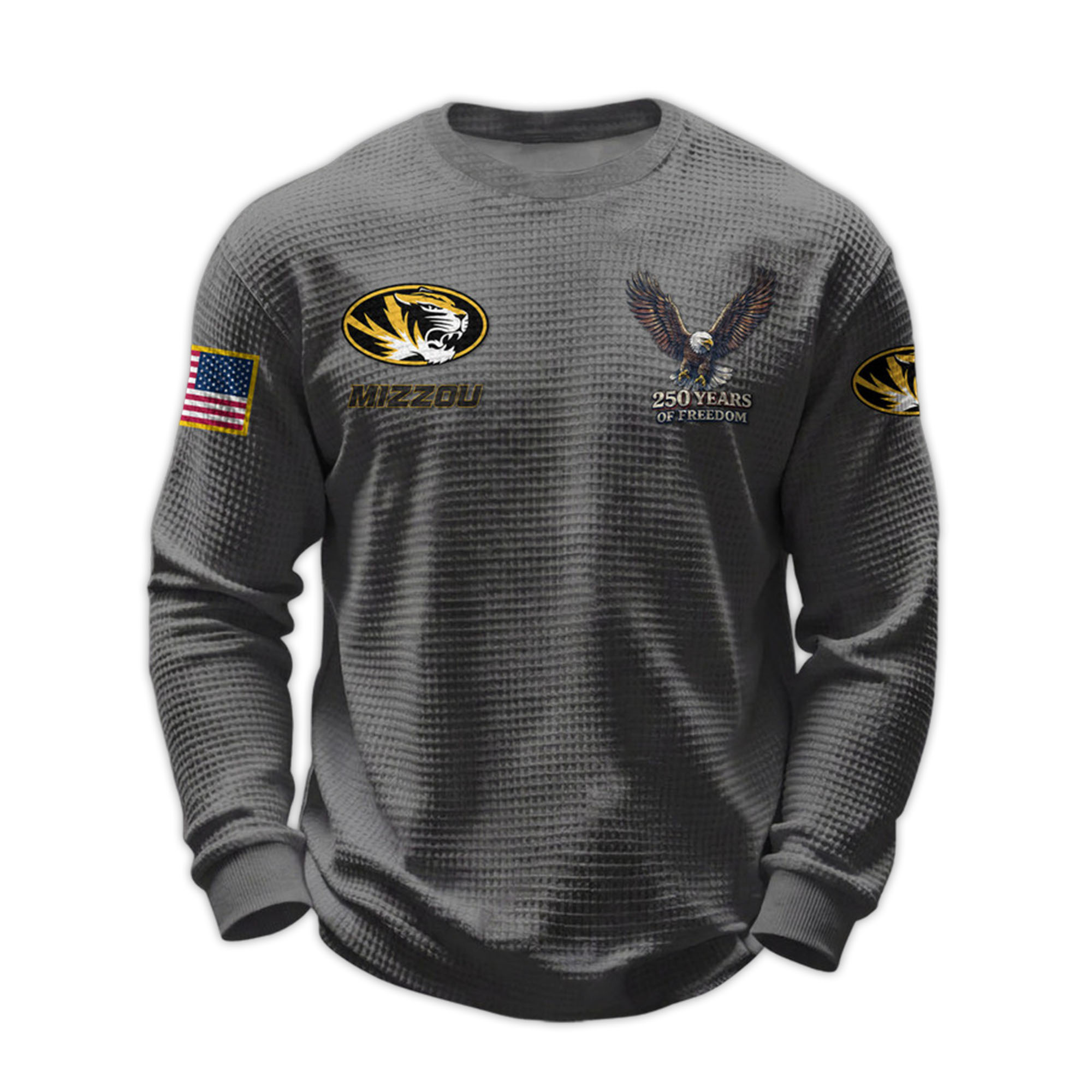 2026 Mizzou 250 Years Of Freedom Waffle Sweatshirt 3 2026 Mizzou 250 Years Of Freedom Waffle Sweatshirt 3