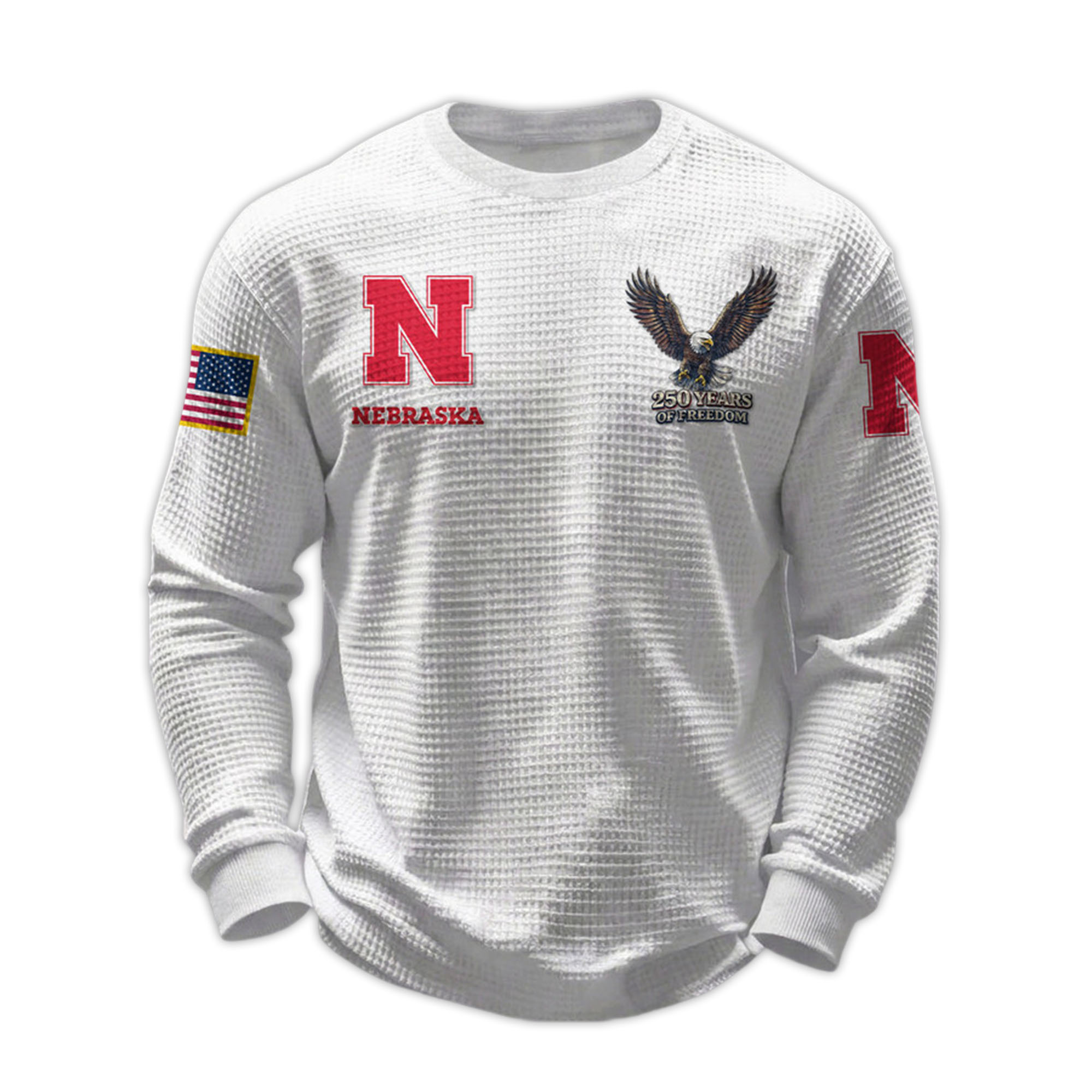 2026 Nebraska 250 Years Of Freedom Waffle Sweatshirt 2026 Nebraska 250 Years Of Freedom Waffle Sweatshirt