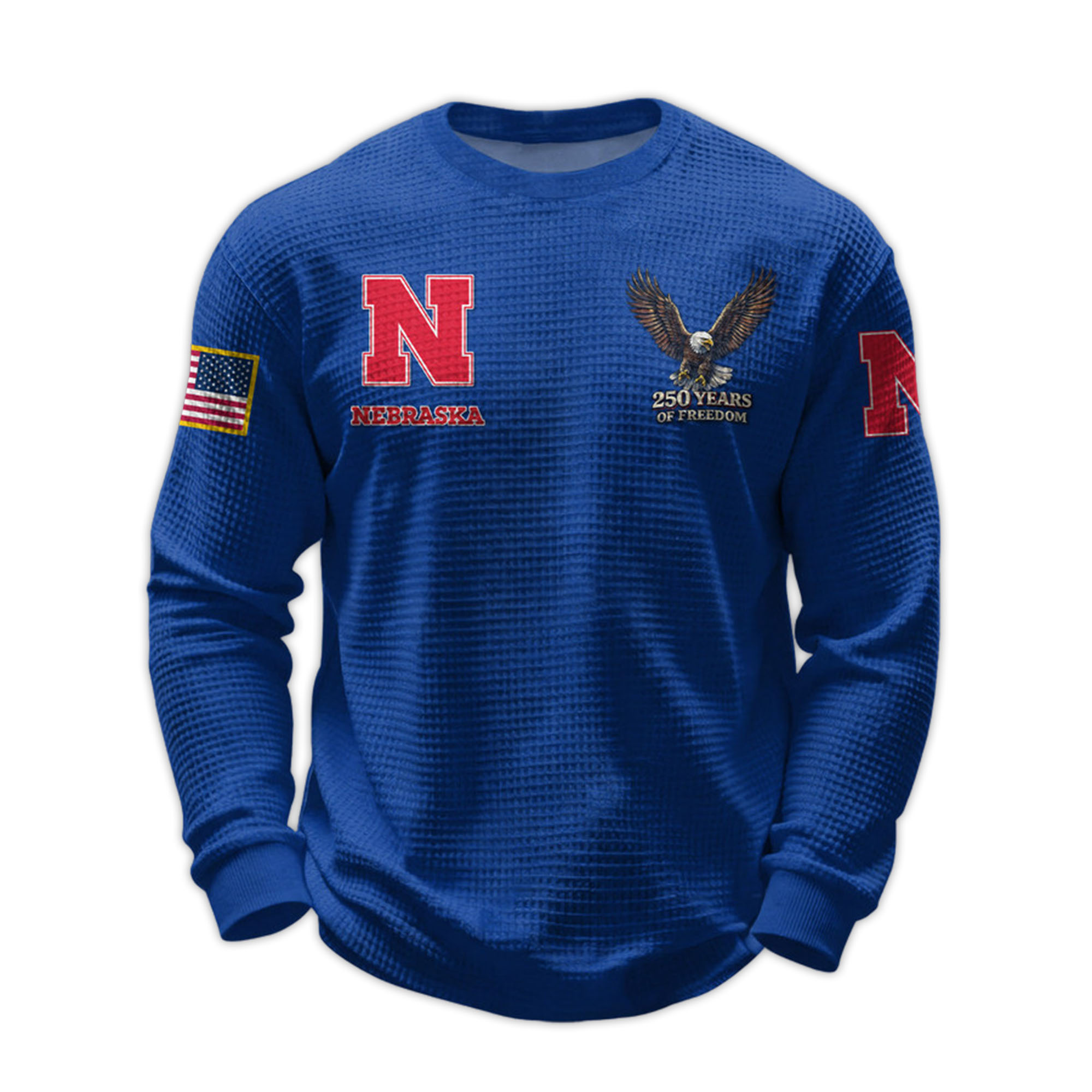 2026 Nebraska 250 Years Of Freedom Waffle Sweatshirt 3 2026 Nebraska 250 Years Of Freedom Waffle Sweatshirt 3