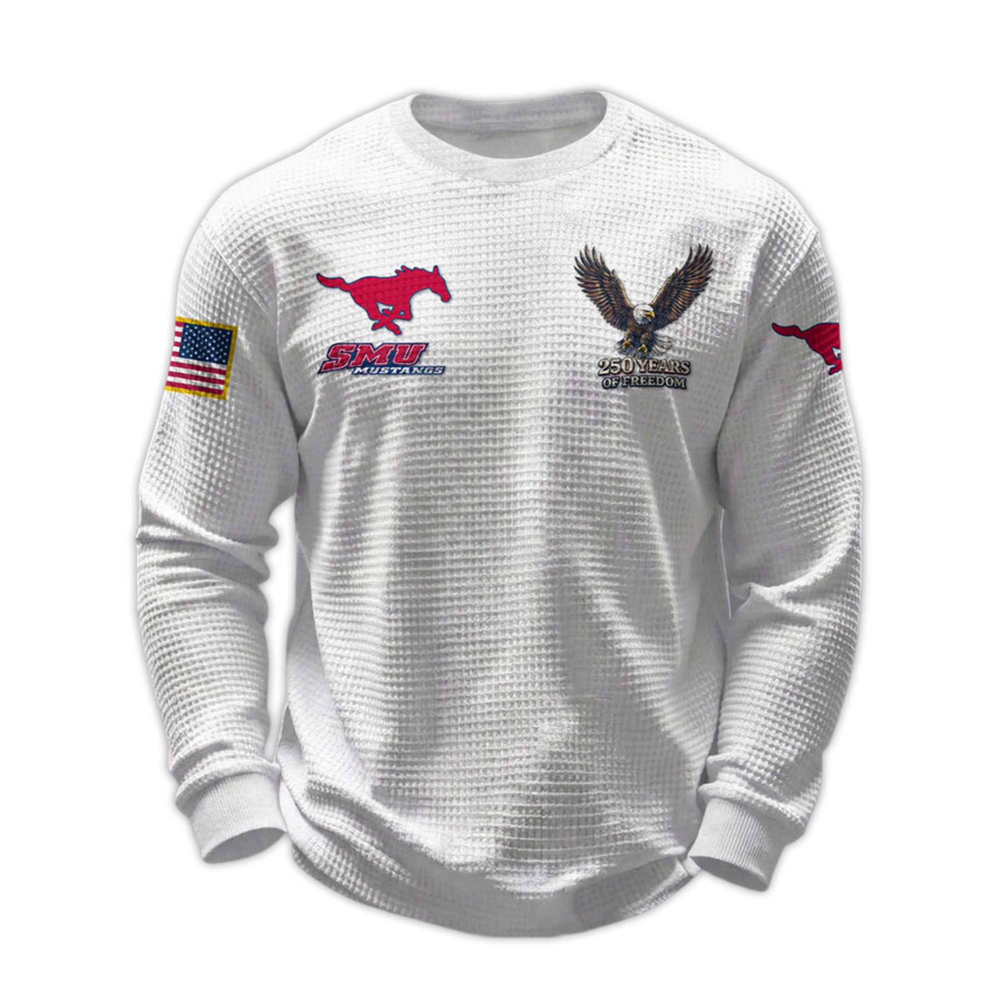 2026 SMU Mustangs 250 Years Of Freedom Waffle Sweatshirt 2026 SMU Mustangs 250 Years Of Freedom Waffle Sweatshirt