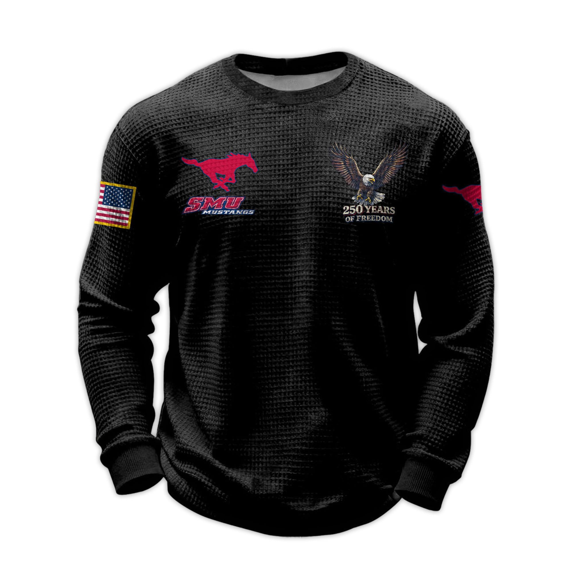 2026 SMU Mustangs 250 Years Of Freedom Waffle Sweatshirt 5 2026 SMU Mustangs 250 Years Of Freedom Waffle Sweatshirt 5