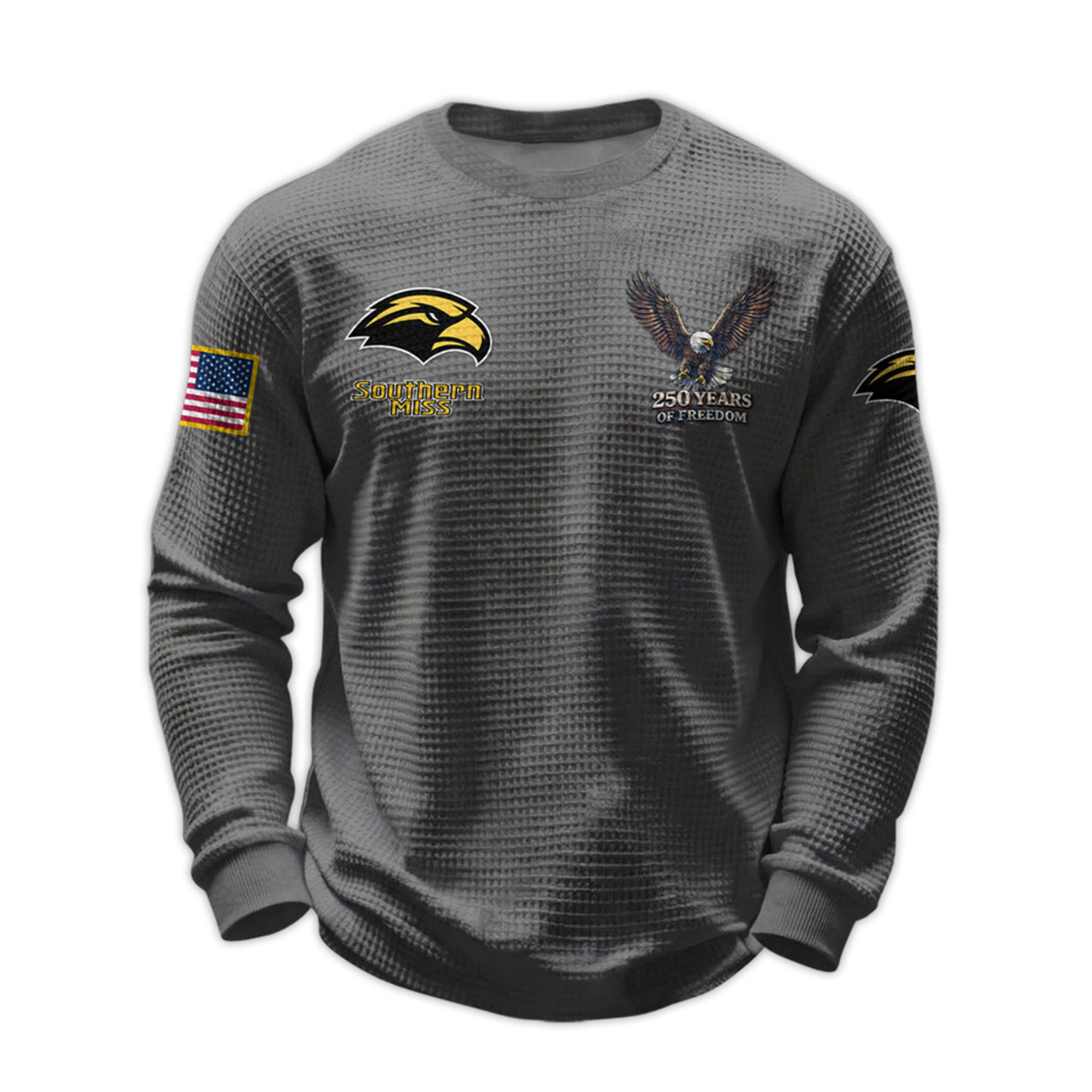 2026 Southern Miss 250 Years Of Freedom Waffle Sweatshirt 3 2026 Southern Miss 250 Years Of Freedom Waffle Sweatshirt 3