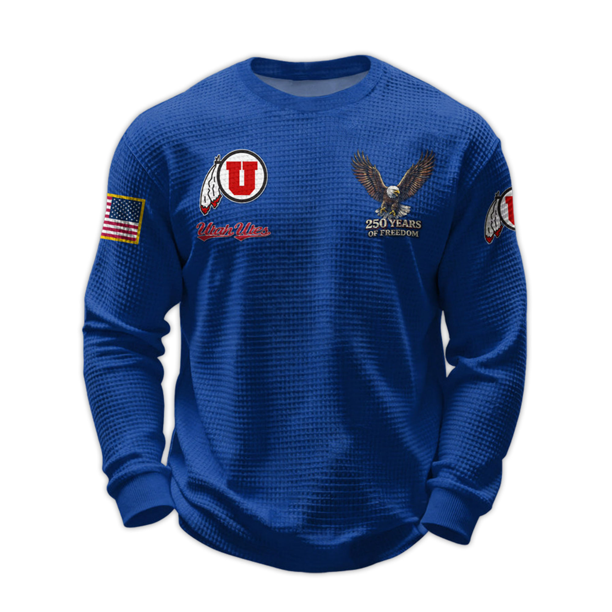 2026 Utah Utes 250 Years Of Freedom Waffle Sweatshirt 3 2026 Utah Utes 250 Years Of Freedom Waffle Sweatshirt 3