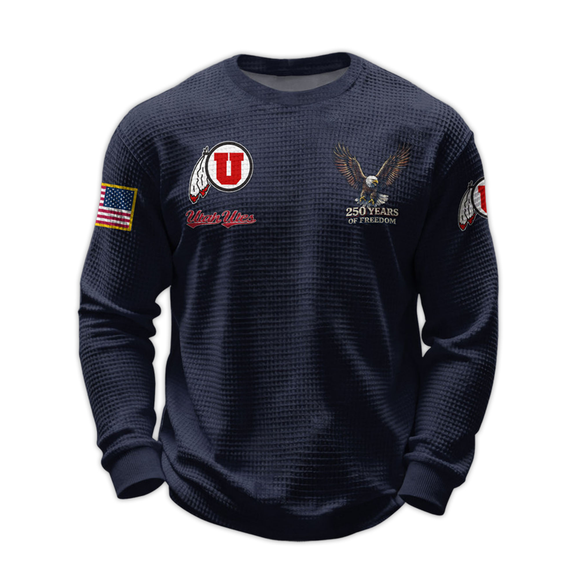 2026 Utah Utes 250 Years Of Freedom Waffle Sweatshirt 5 2026 Utah Utes 250 Years Of Freedom Waffle Sweatshirt 5
