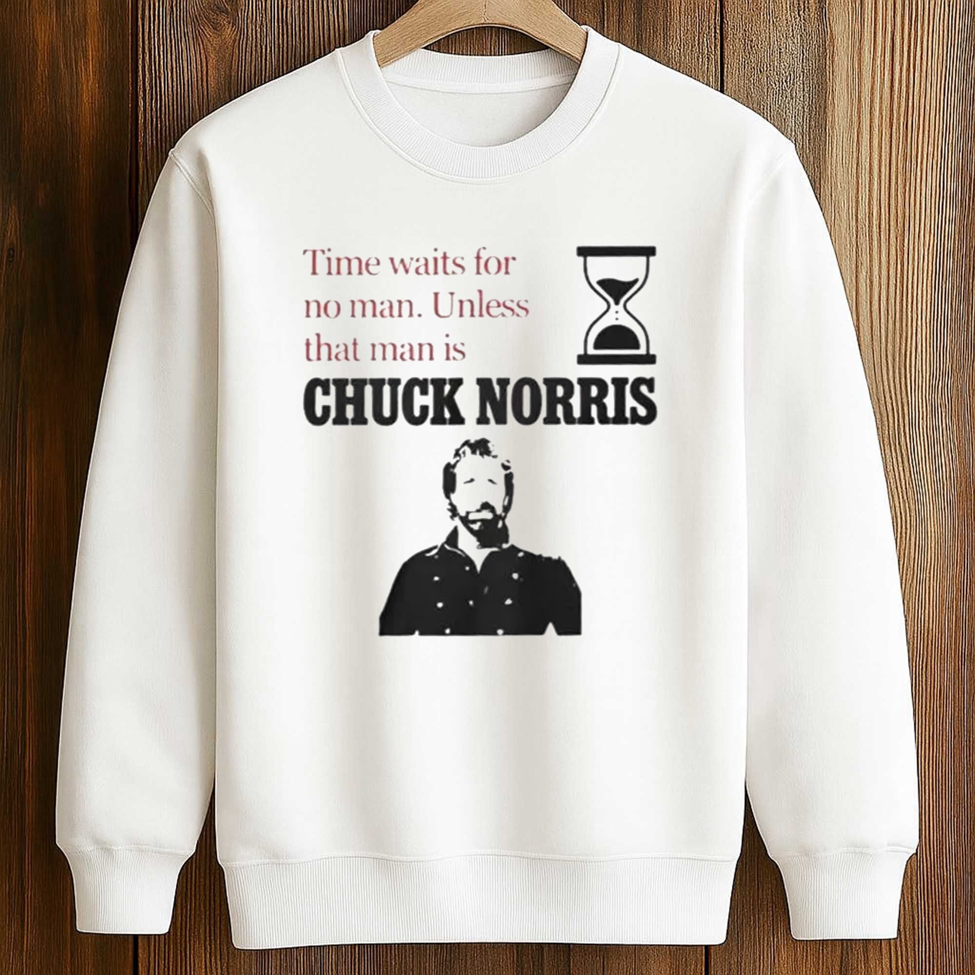 Time Waits For No Man Unless That Man Is Chuck Norris Shirt 3 Time Waits For No Man Unless That Man Is Chuck Norris Shirt (3)