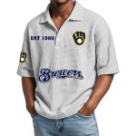 Brewers EST 1969 Waffle Polo Shirt