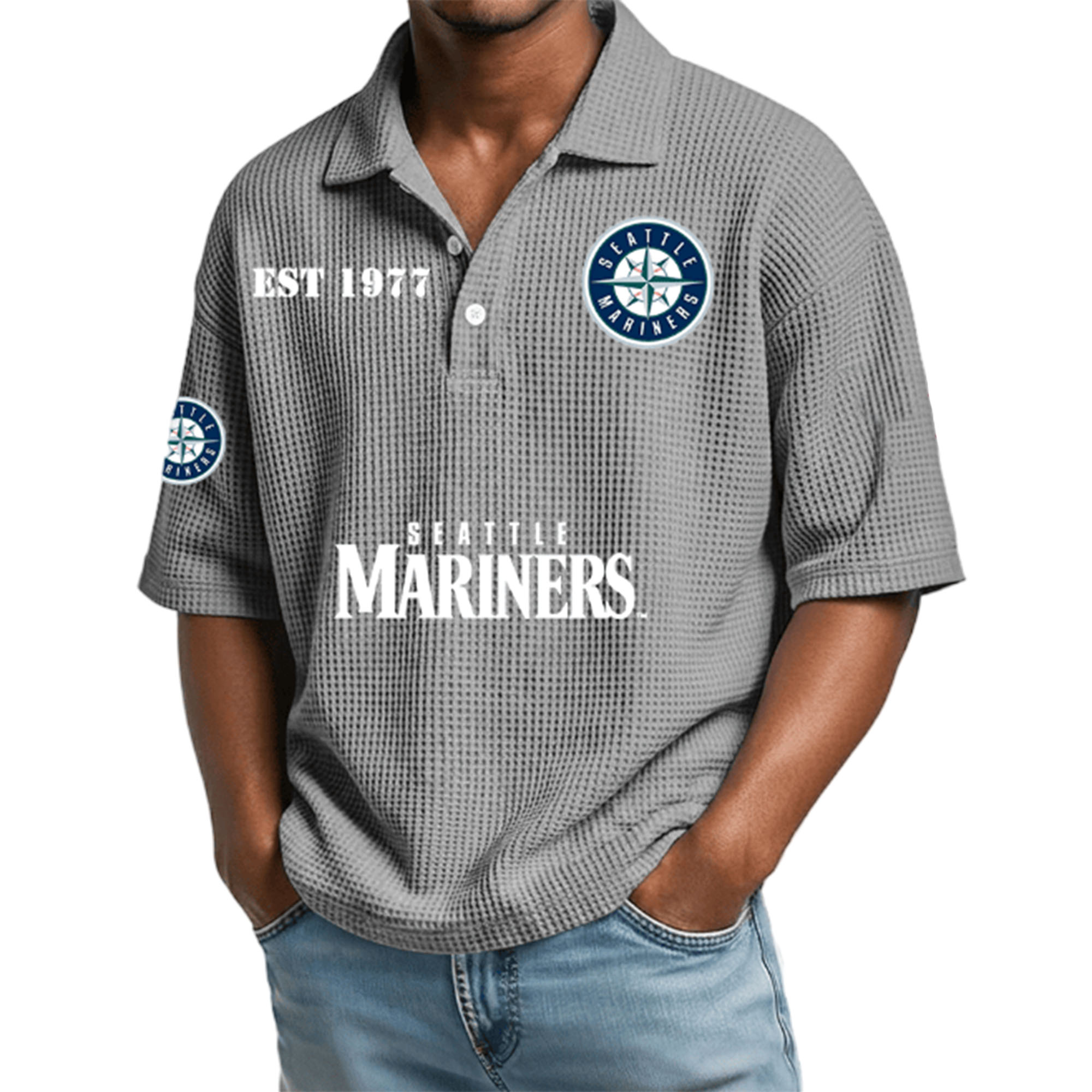 Mariners EST 1977 Waffle Polo Shirt 2 Mariners EST 1977 Waffle Polo Shirt 2