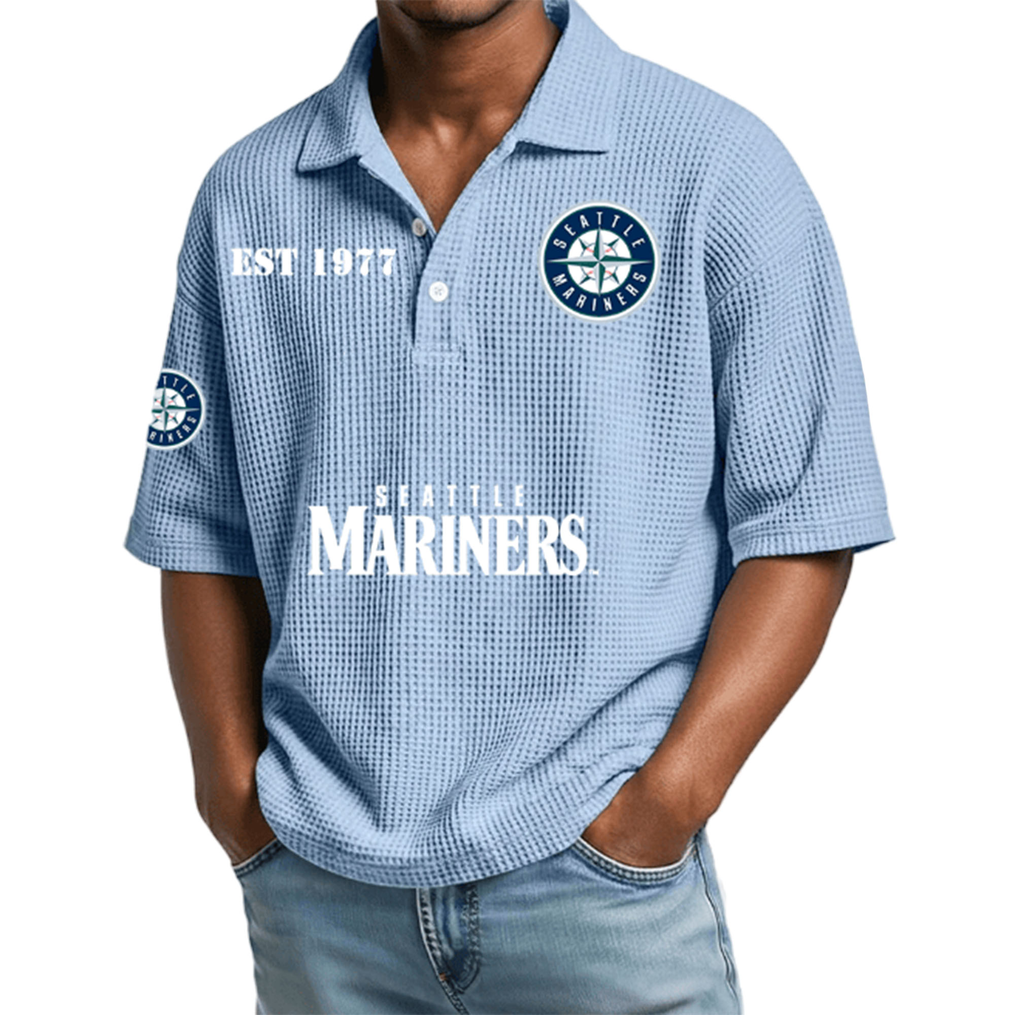 Mariners EST 1977 Waffle Polo Shirt 5 Mariners EST 1977 Waffle Polo Shirt 5