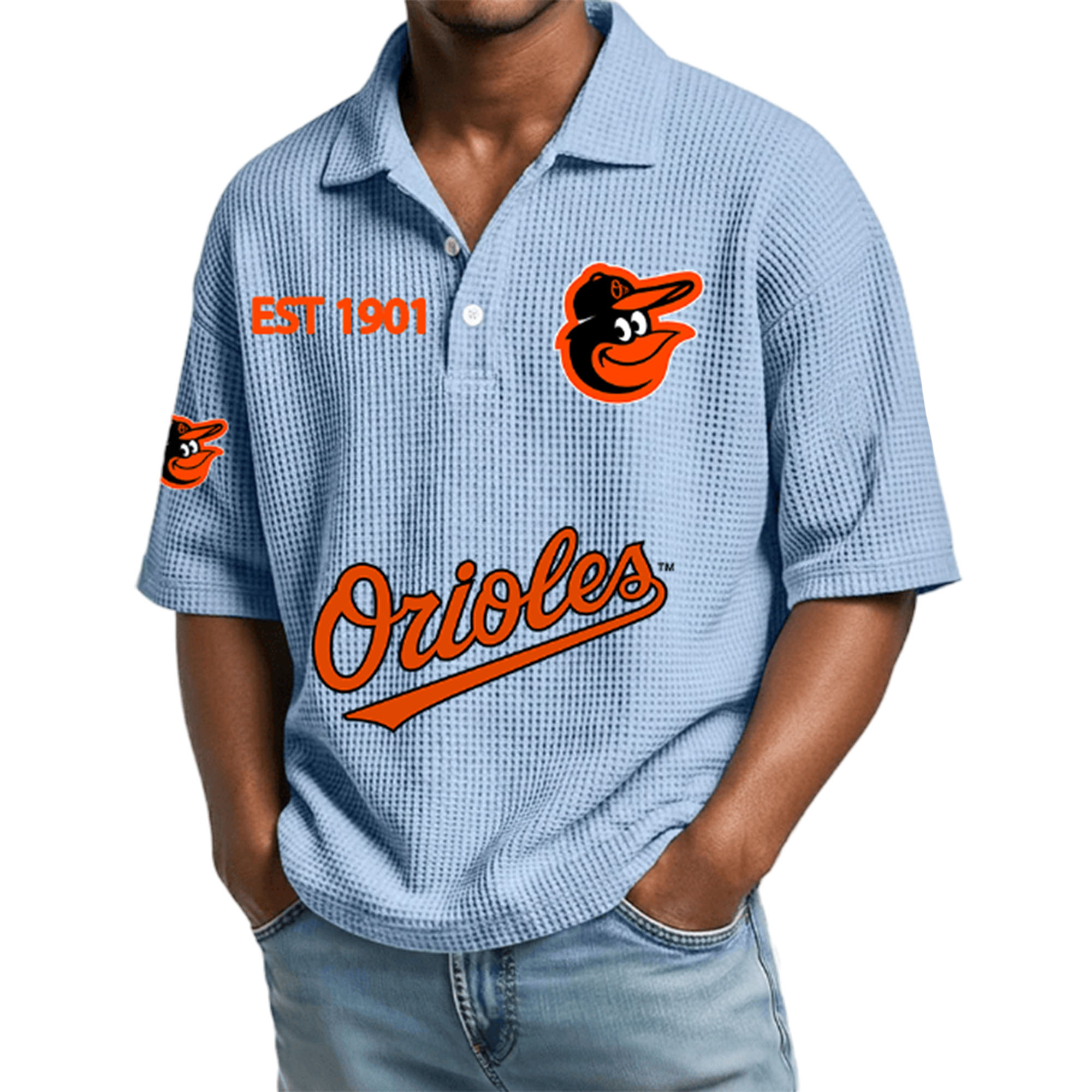 Orioles EST 1901 Waffle Polo Shirt 2 Orioles EST 1901 Waffle Polo Shirt 2