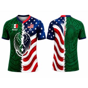 Full Half USA Half Mexico Flag Split Soccer Jersey (2)