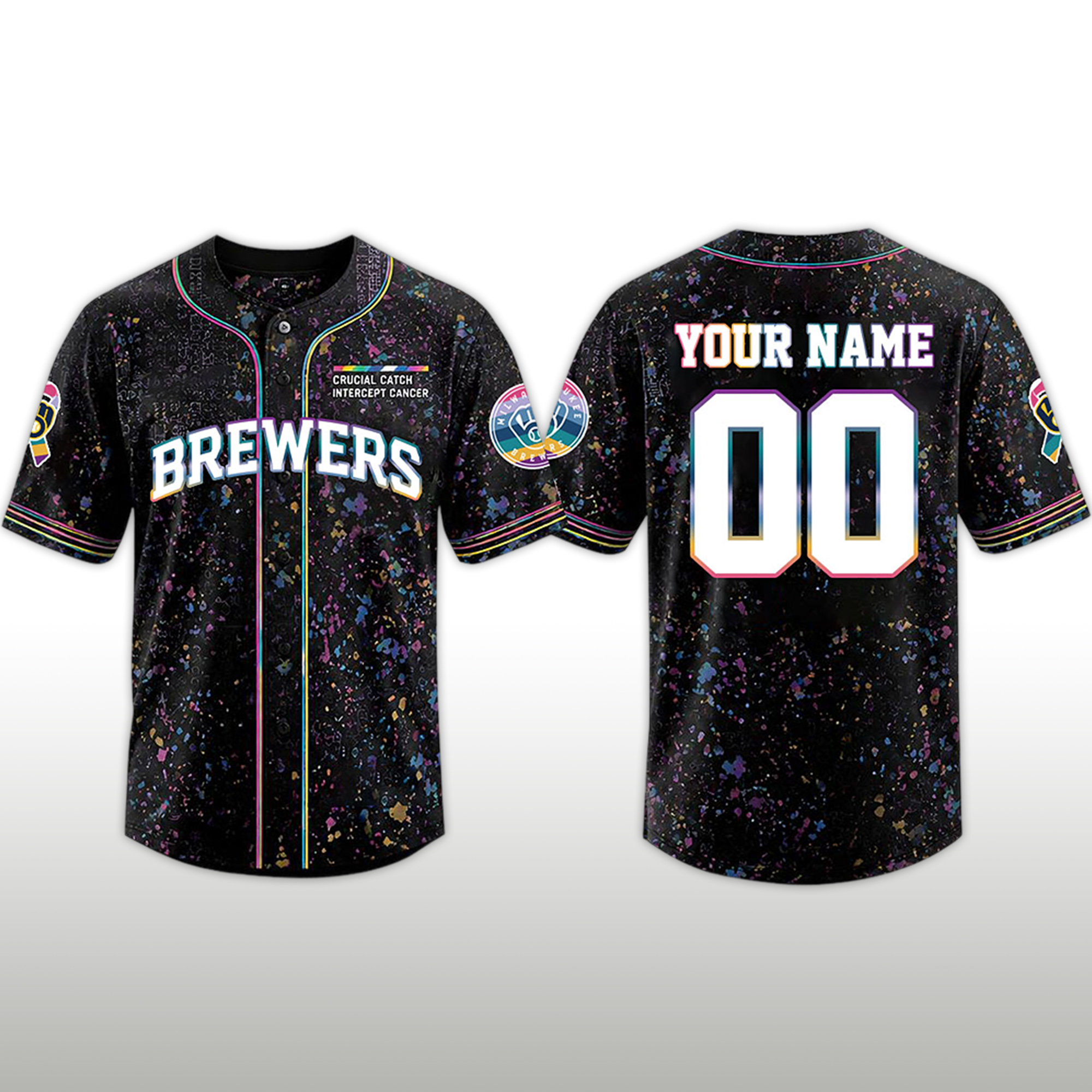 Brewers Crucial Catch Intercept Cancer Baseball Jersey 2 Brewers Crucial Catch Intercept Cancer Baseball Jersey 2