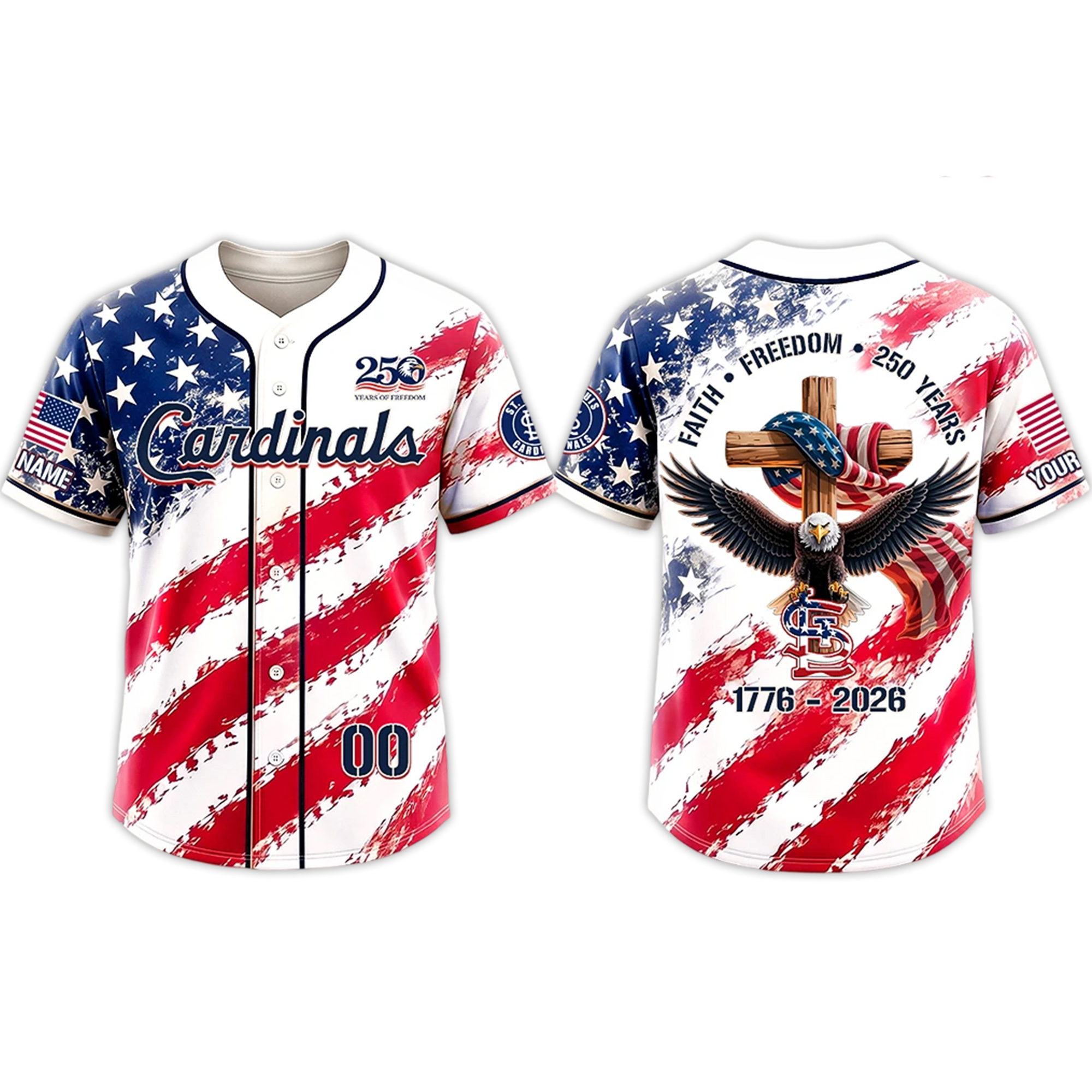Cardinals America 250 Years Of Freedom Baseball Jersey Cardinals America 250 Years Of Freedom Baseball Jersey