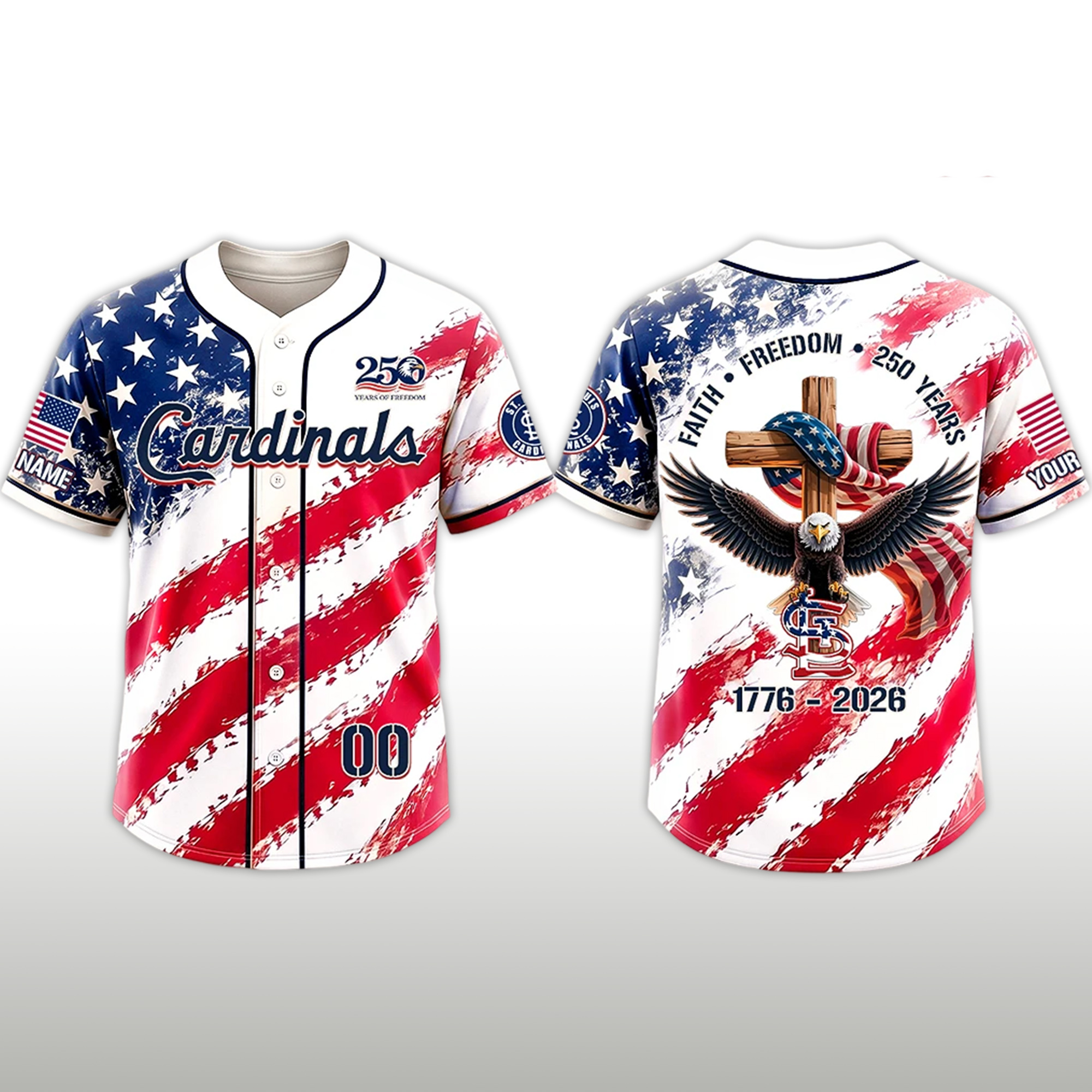 Cardinals America 250 Years Of Freedom Baseball Jersey 2 Cardinals America 250 Years of Freedom Baseball Jersey 2