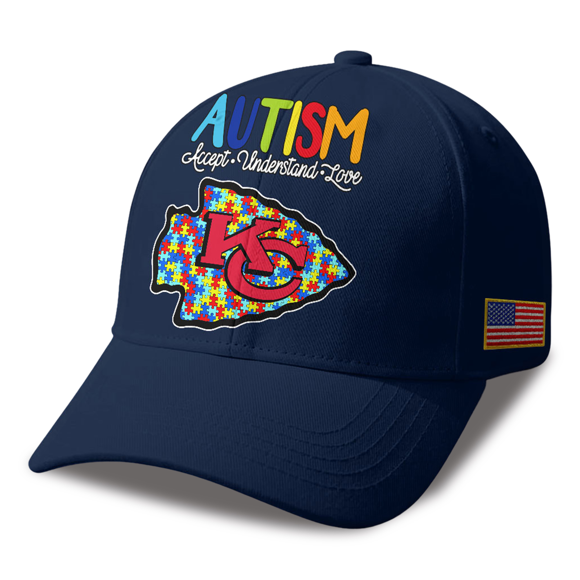 Chiefs Autism Awareness 2026 America Flag Hat Chiefs Autism Awareness 2026 America Flag Hat