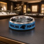 Personalized Panthers Tungsten Carbide Ring